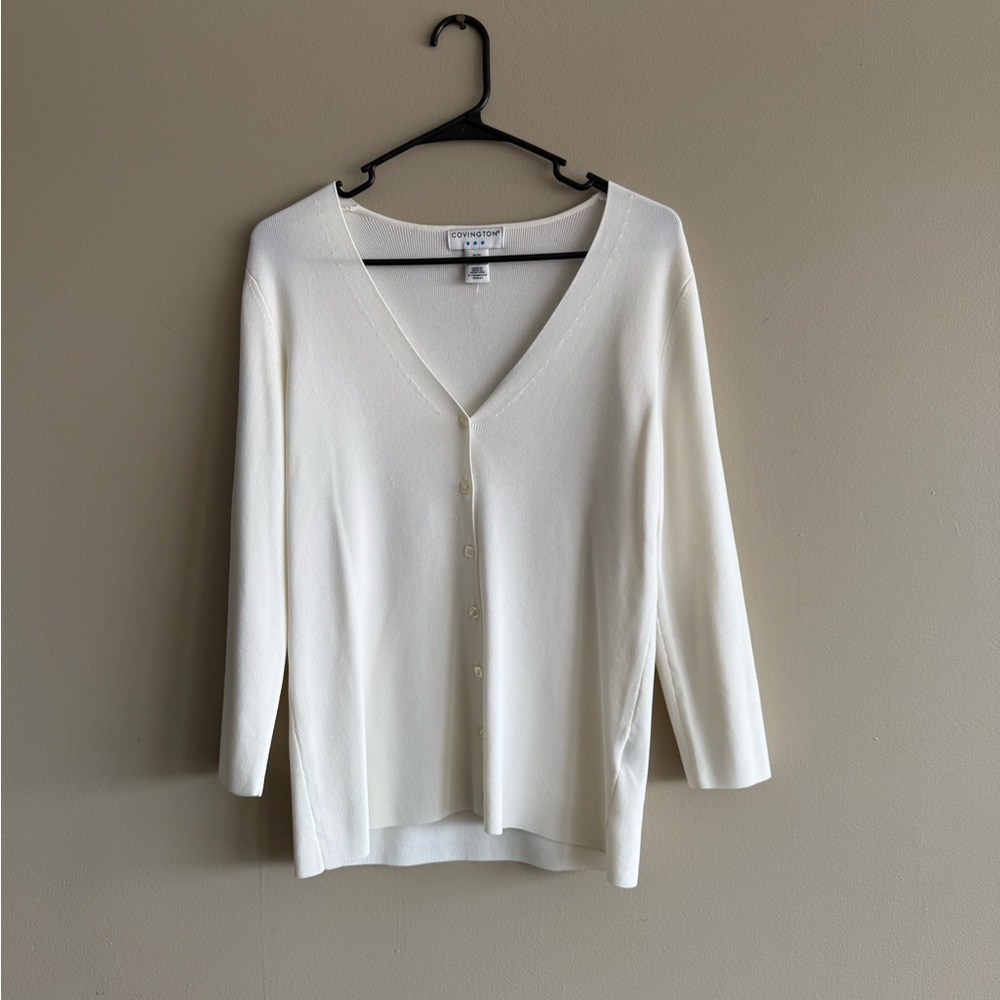 Covington Cream V-Neck Shell Tank & Button Cardigan set - Picture 6 of 10